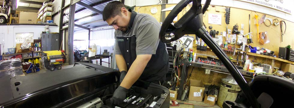 Man repairing the cars